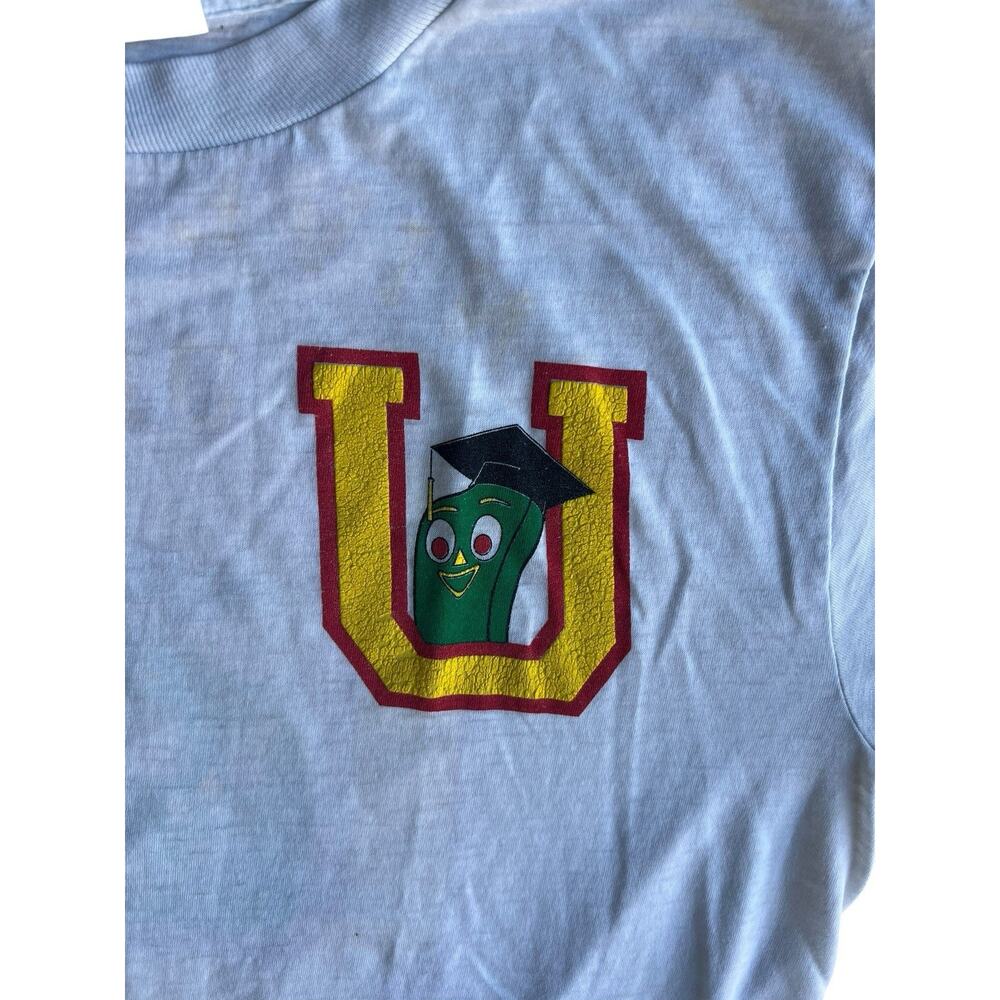 Vintage 1985 University of Gumby Crewneck T-Shirt Men's Size XL 80s Shirt TV - Picture 4 of 9